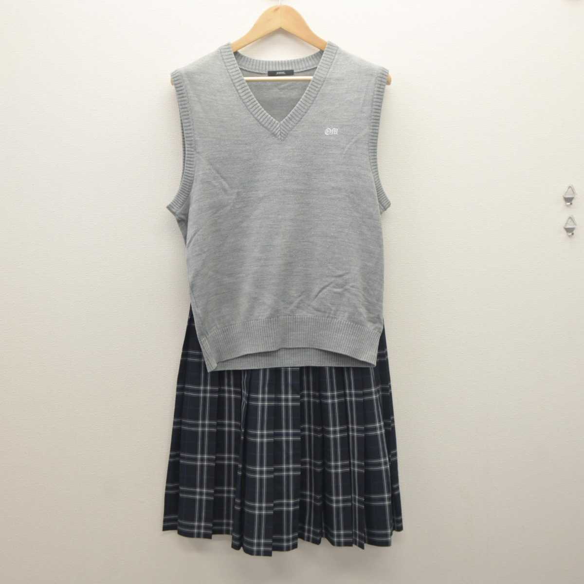 【中古】千葉県 おゆみ野南中学校 女子制服 2点 (ニットベスト・スカート) sf061581