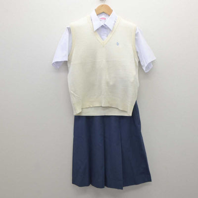 【中古】千葉県 泉谷中学校 女子制服 3点 (ニットベスト・シャツ・スカート) sf061583