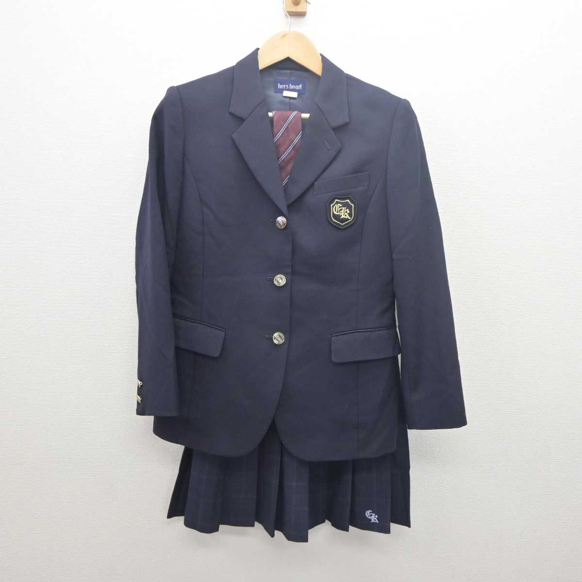 【中古】千葉県 千葉経済大学附属高等学校 女子制服 4点 (ブレザー・ニット・スカート) sf061626