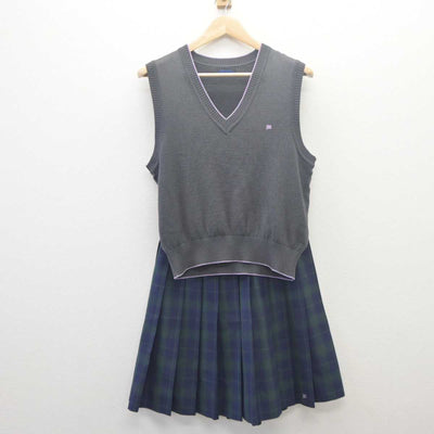 【中古】栃木県 壬生高等学校 女子制服 2点 (ニットベスト・スカート) sf061660