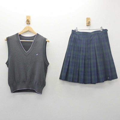 【中古】栃木県 壬生高等学校 女子制服 2点 (ニットベスト・スカート) sf061660