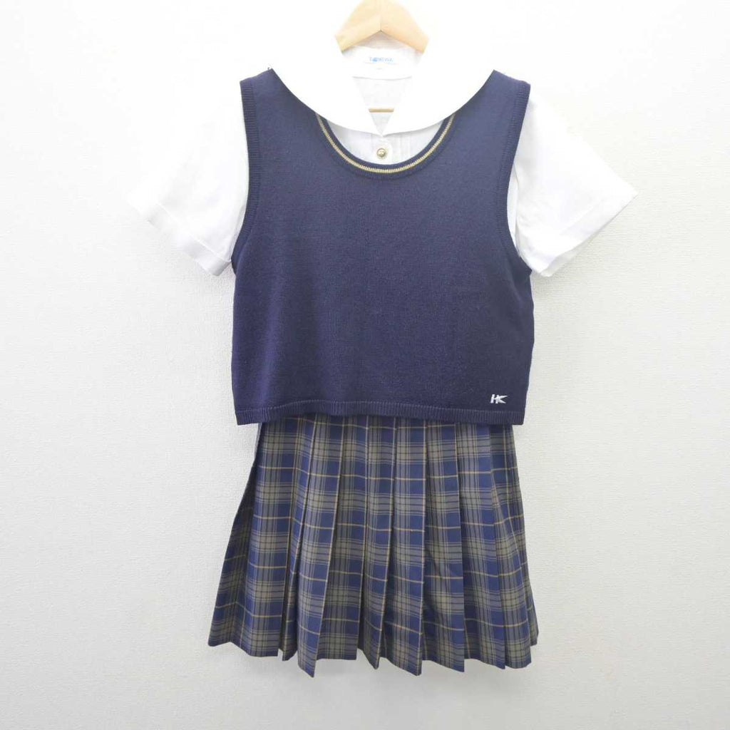 【中古】大分県 平松学園 大分東明高等学校 女子制服 4点 (ニットベスト・シャツ・スカート) sf061680