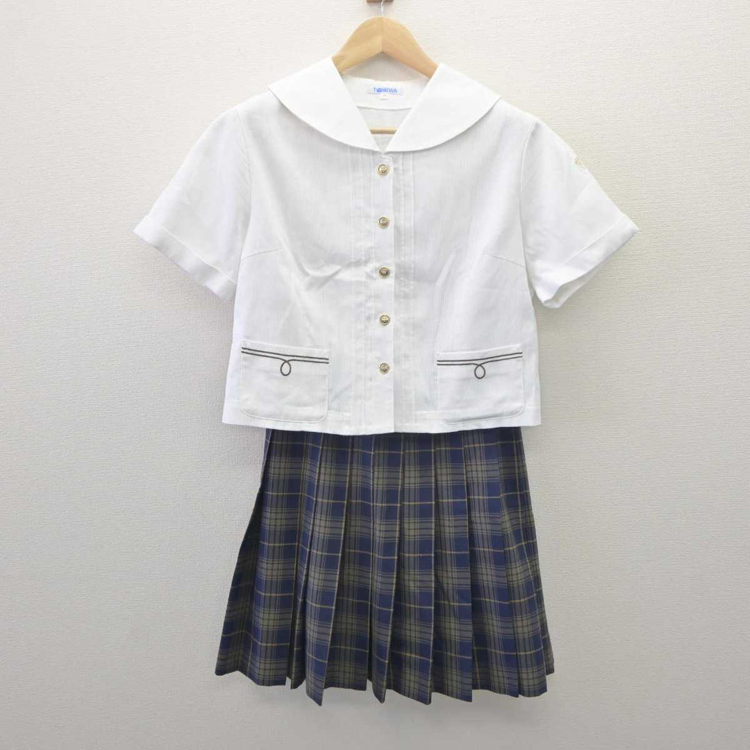 【中古】大分県 平松学園 大分東明高等学校 女子制服 4点 (ニットベスト・シャツ・スカート) sf061680