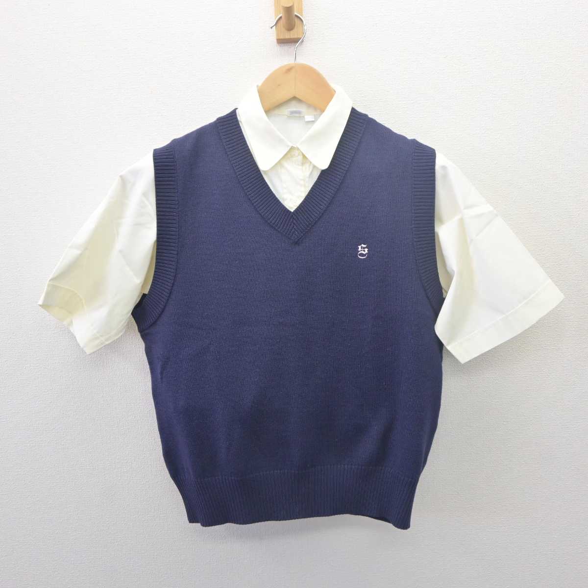 【中古】東京都 下北沢成徳高等学校 女子制服 2点 (ニットベスト・シャツ) sf061685