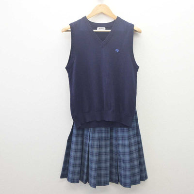 【中古】千葉県 敬愛学園高等学校 女子制服 2点 (ニットベスト・スカート) sf061697