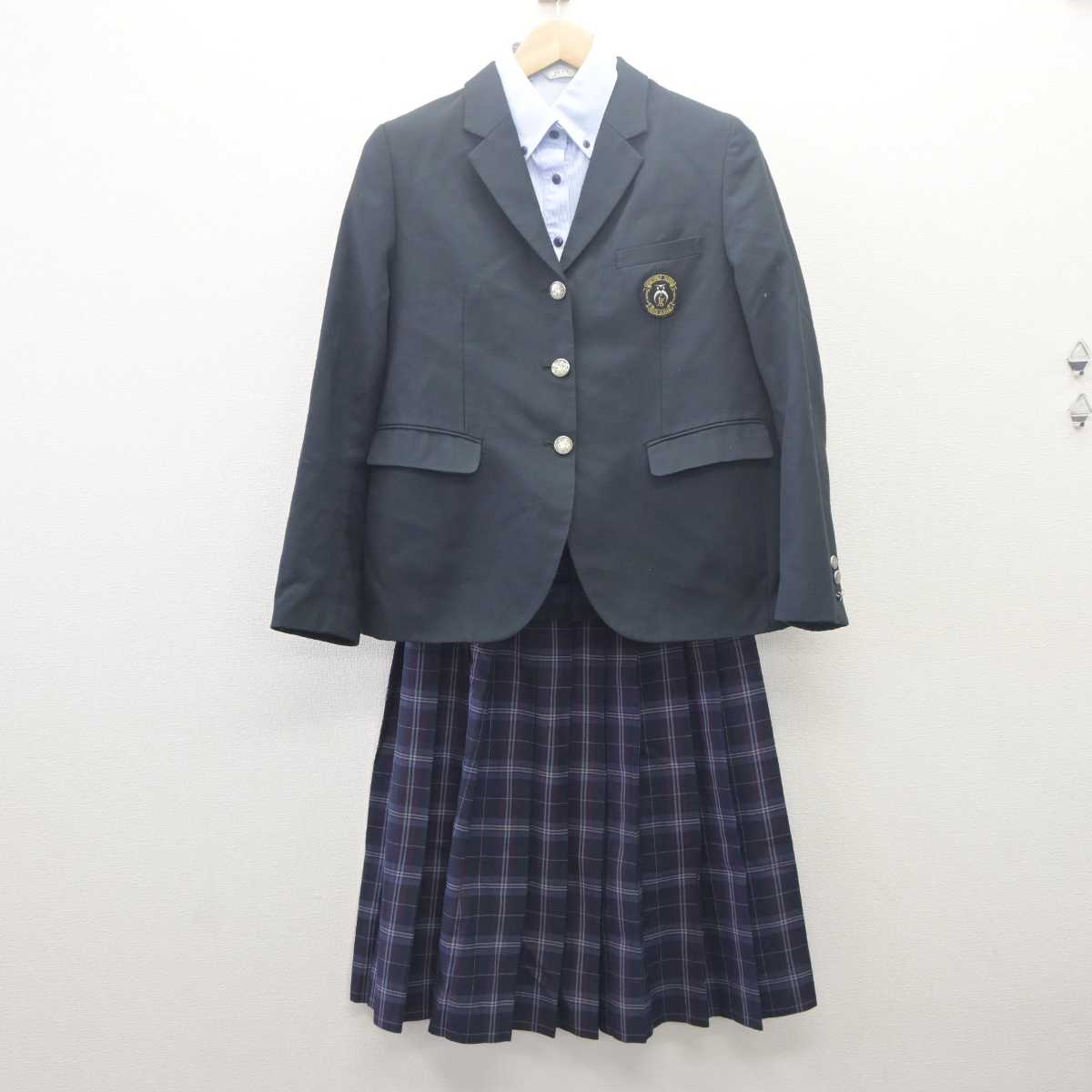 【中古】大分県 福徳学院高等学校 女子制服 4点 (ブレザー・シャツ・シャツ・スカート) sf061706