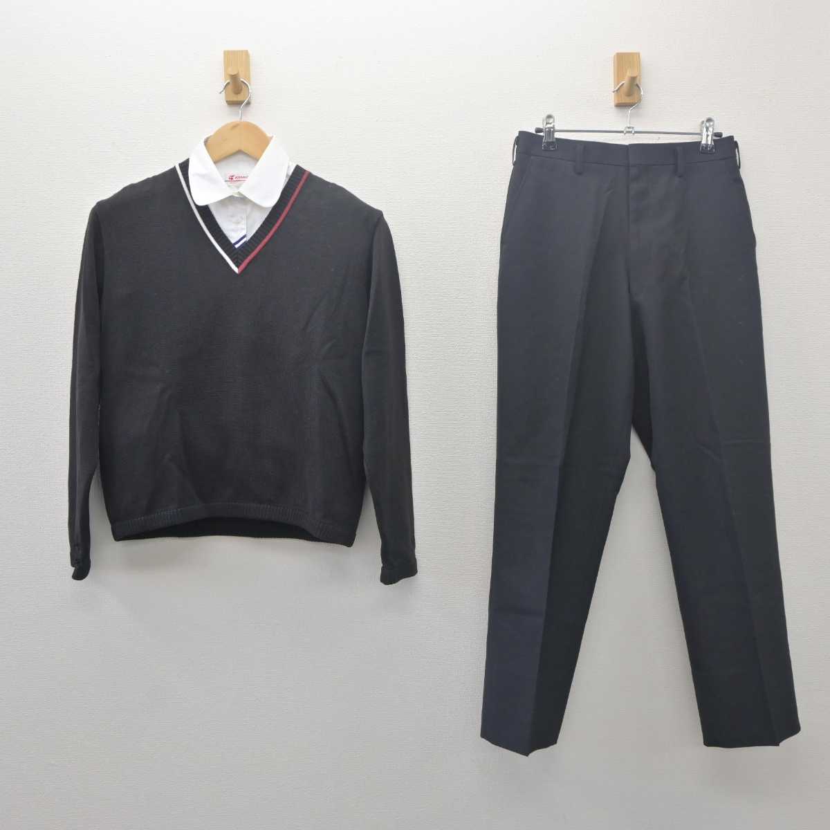 【中古】大分県 宇佐産業科学高等学校 女子制服 3点 (ニット・シャツ・ズボン) sf061719