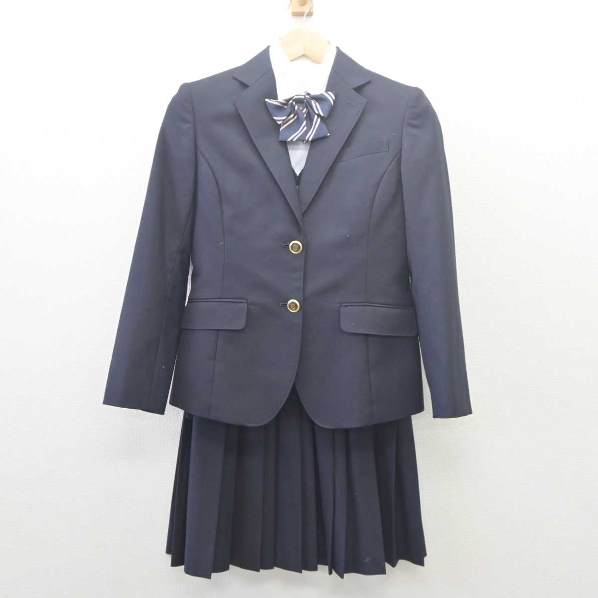 【中古】神奈川県 法政大学第二中・高等学校 女子制服 7点 (ブレザー・ニット・シャツ・スカート) sf061742