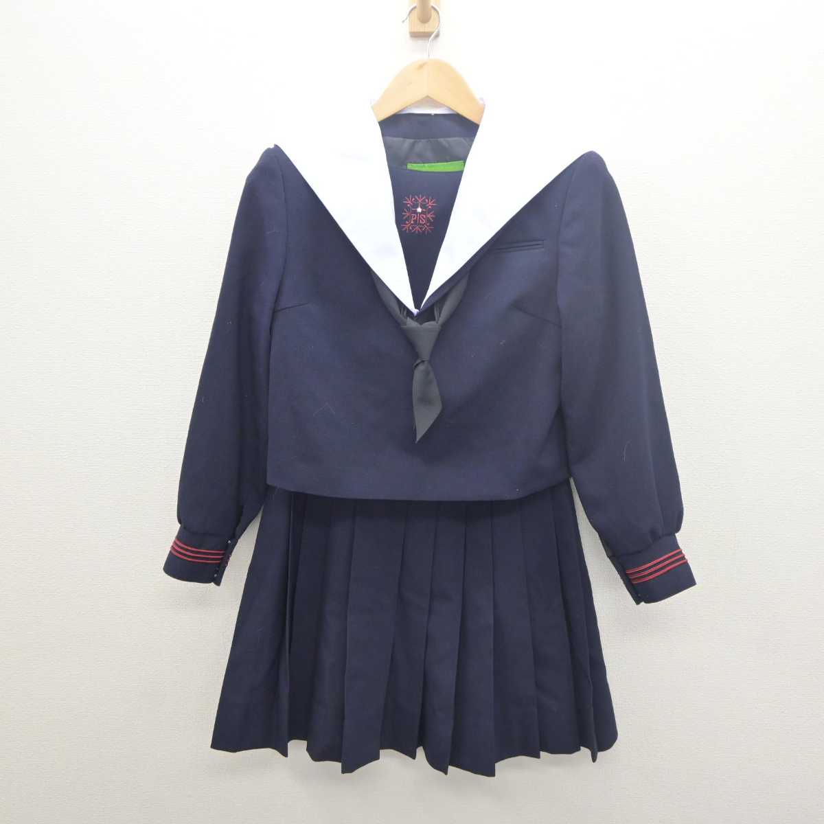 【中古】大阪府 プール学院中学校・高等学校 女子制服 3点 (セーラー服・スカート) sf061771