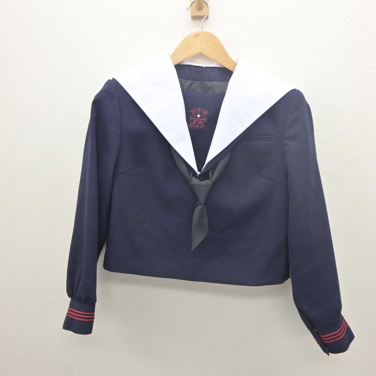 【中古】大阪府 プール学院中学校・高等学校 女子制服 3点 (セーラー服・スカート) sf061771