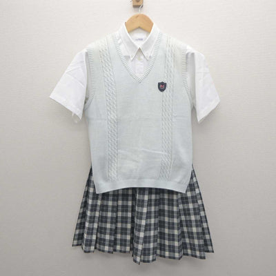 【中古】東京都 日本大学豊山女子高等学校 女子制服 3点 (ニットベスト・シャツ・スカート) sf061922