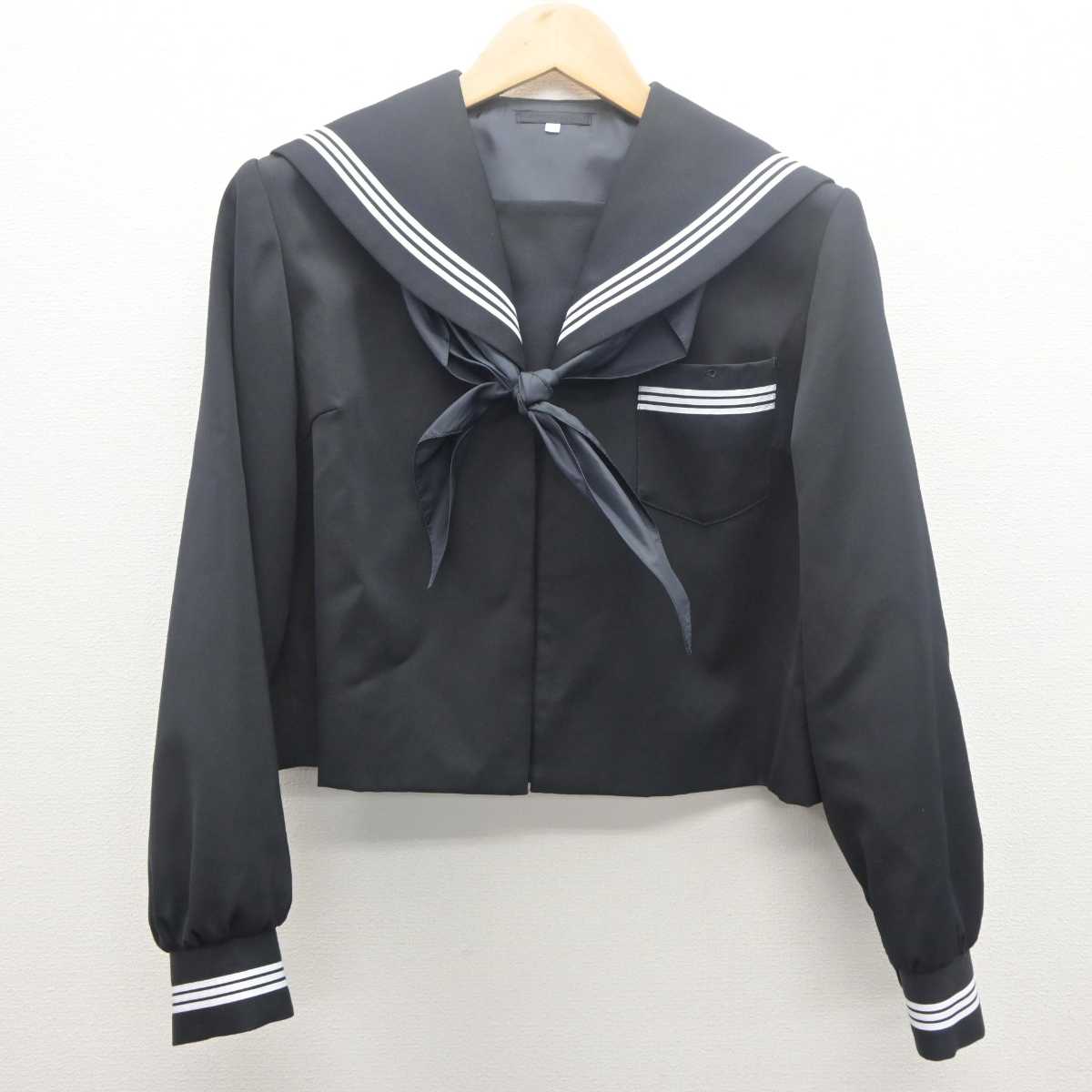 【中古】鹿児島県 大口高等学校 女子制服 3点 (セーラー服・ジャンパースカート) sf061955