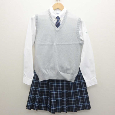 【中古】東京都 帝京中学校・高等学校 女子制服 4点 (シャツ・ニットベスト・スカート) sf061959