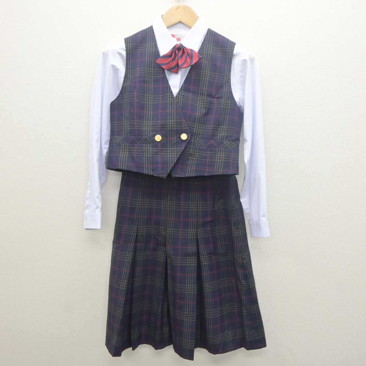 【中古】北海道 北陽中学校 女子制服 5点 (ブレザー・シャツ・ベスト・スカート) sf061963