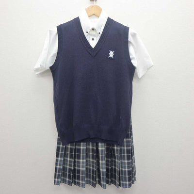 【中古】大阪府 堺西高等学校 女子制服 3点 (シャツ・ニットベスト・スカート) sf061982