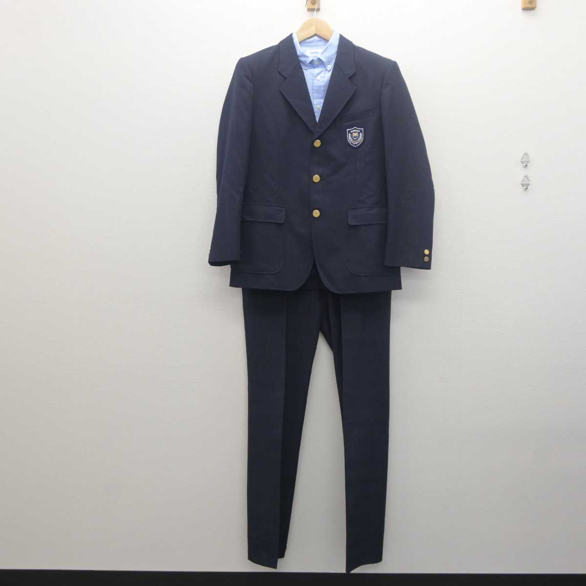 【中古】青森県 浪岡中学校 男子制服 3点 (ブレザー・シャツ・ズボン) sf062046