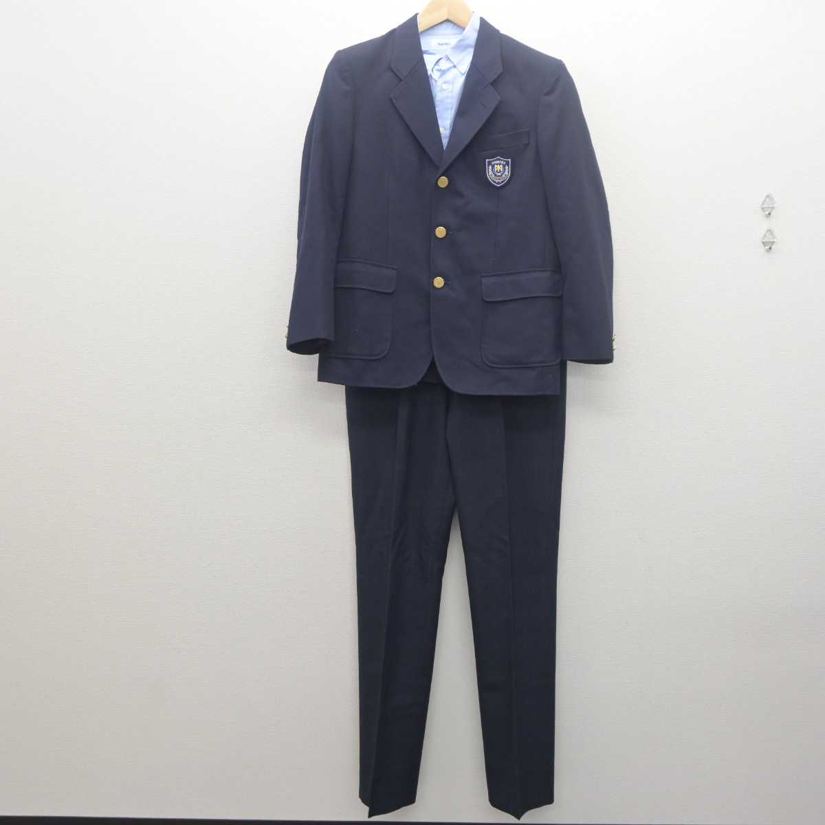 【中古】青森県 浪岡中学校 男子制服 3点 (ブレザー・シャツ・ズボン) sf062047