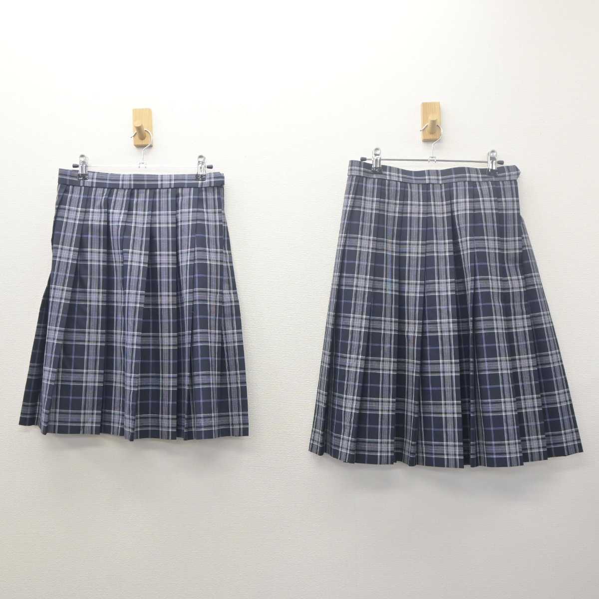 【中古】滋賀県 滋賀短期大学附属高等学校 女子制服 3点 (ニットベスト・スカート・スカート) sf062067