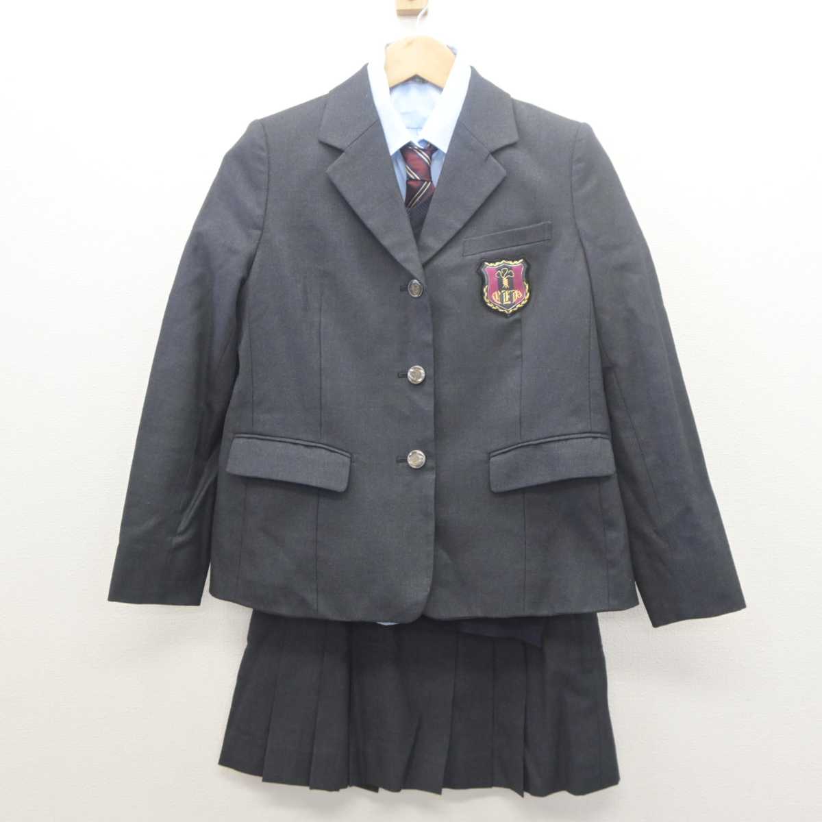 【中古】千葉県 千葉英和高等学校 女子制服 5点 (ブレザー・ニット・シャツ・スカート) sf062069