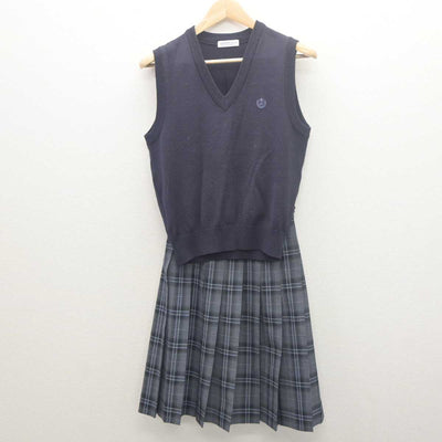 【中古】千葉県 日本大学習志野高等学校 女子制服 2点 (ニットベスト・スカート) sf062073