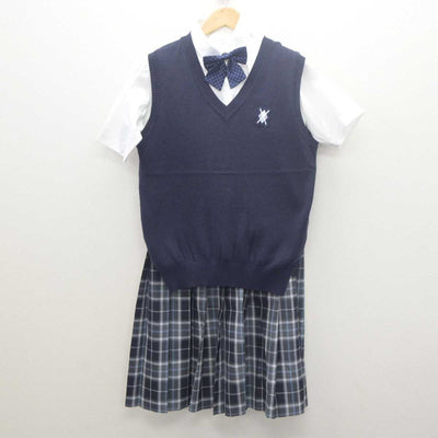 【中古】大阪府 堺西高等学校 女子制服 4点 (ニットベスト・シャツ・スカート) sf062080