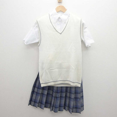 【中古】茨城県 東洋大学附属牛久高等学校 女子制服 3点 (ニットベスト・シャツ・スカート) sf062086