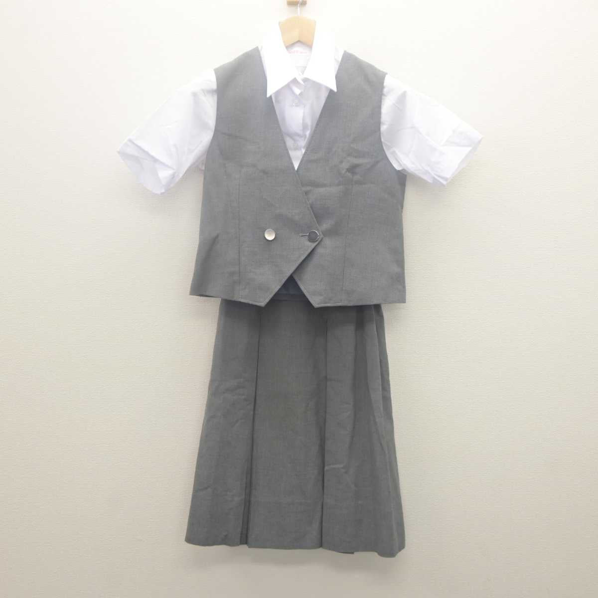 【中古】東京都 羽村第二中学校 女子制服 3点 (ベスト・シャツ・スカート) sf062133