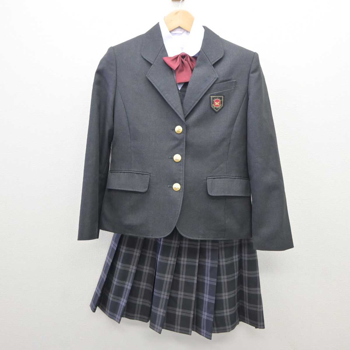 【中古】鹿児島県 樟南高等学校 女子制服 4点 (ブレザー・ベスト・シャツ・スカート) sf062195