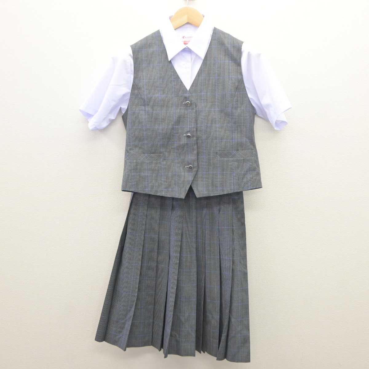 【中古】千葉県 五井中学校 女子制服 3点 (ベスト・シャツ・スカート) sf062247