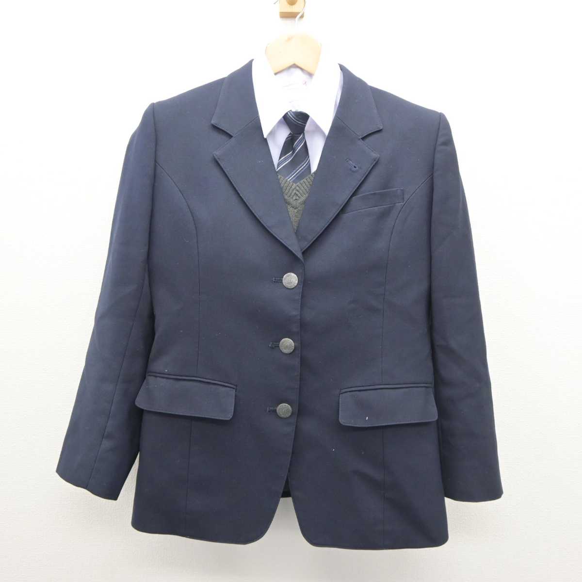 【中古】千葉県 松尾高等学校 女子制服 4点 (ブレザー・ニット・シャツ) sf062257