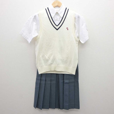 【中古】大阪府 天王寺商業高等学校 女子制服 3点 (ニットベスト・シャツ・スカート) sf062263