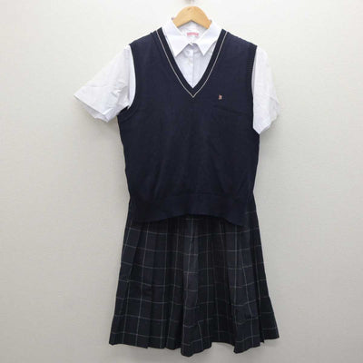 【中古】茨城県 並木中等教育学校 女子制服 3点 (ニットベスト・シャツ・スカート) sf062301