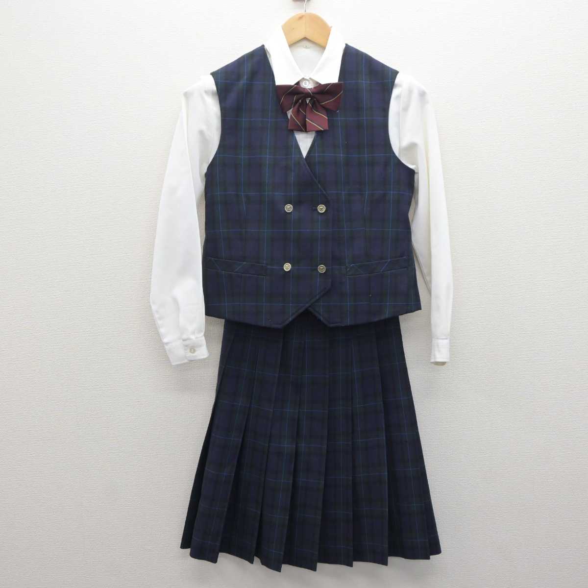 【中古】東京都 東京高等学校 女子制服 4点 (ベスト・シャツ・スカート) sf062308