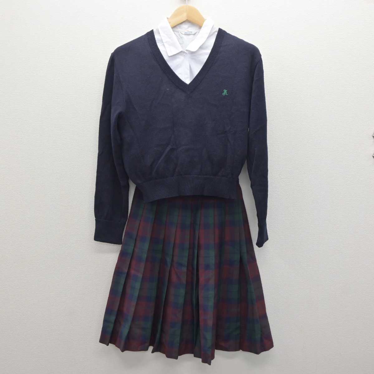 【中古】秋田県 秋田商業高等学校 女子制服 4点 (ブレザー・ニット・シャツ・スカート) sf062319