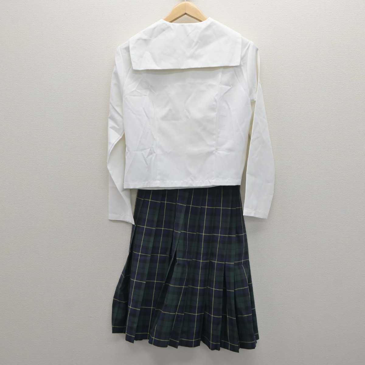 【中古】秋田県 秋田商業高等学校 女子制服 4点 (セーラー服・ニットベスト・スカート) sf062321