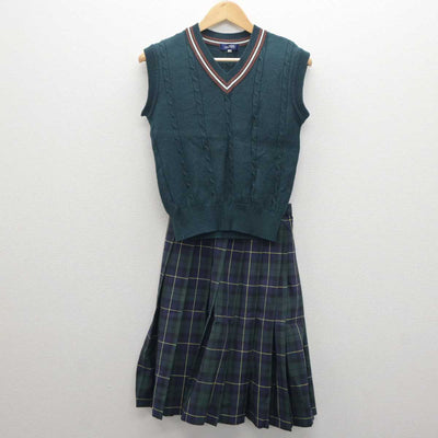 【中古】秋田県 秋田商業高等学校 女子制服 4点 (セーラー服・ニットベスト・スカート) sf062321