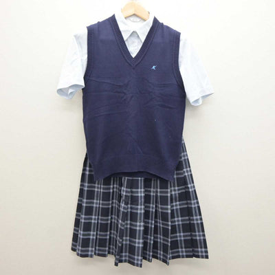 【中古】北海道 札幌清田高等学校 女子制服 3点 (ニットベスト・シャツ・スカート) sf062340