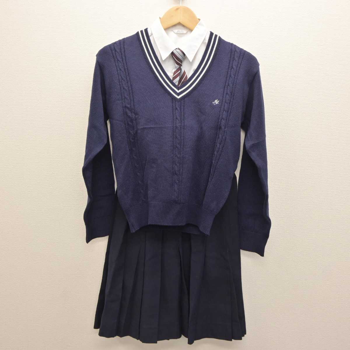 【中古】静岡県 三島南高等学校 女子制服 6点 (ブレザー・ニット・シャツ・スカート) sf062353