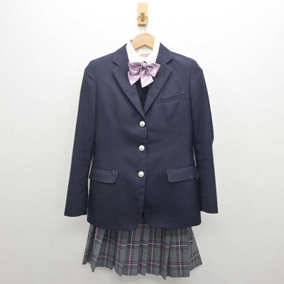 【中古】 クラーク国際高等学校 女子制服 5点 (ブレザー・ニット・シャツ・スカート) sf062363