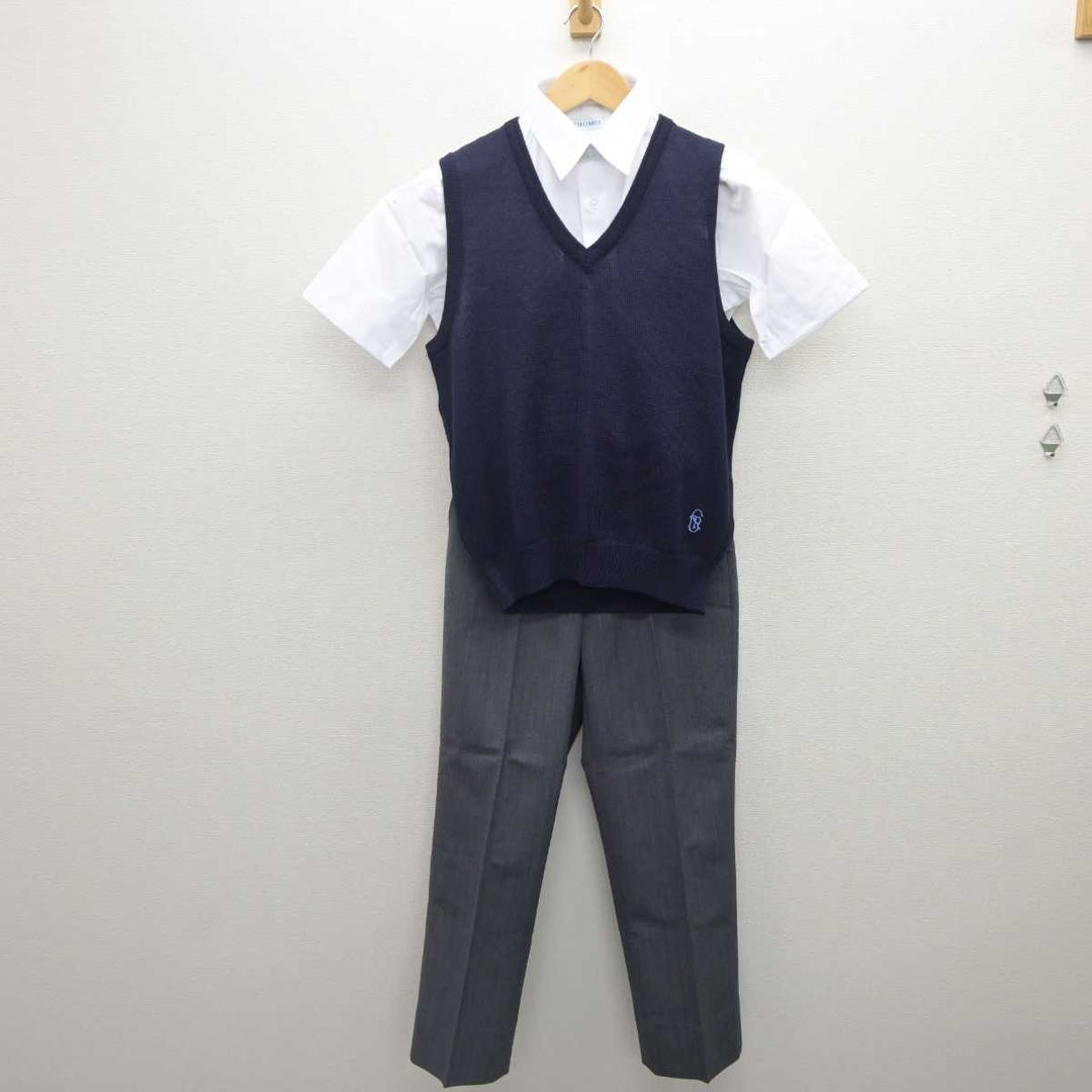 【中古】千葉県 秀明八千代中学・高等学校 男子制服 3点 (ニットベスト・シャツ・ズボン) sf062381