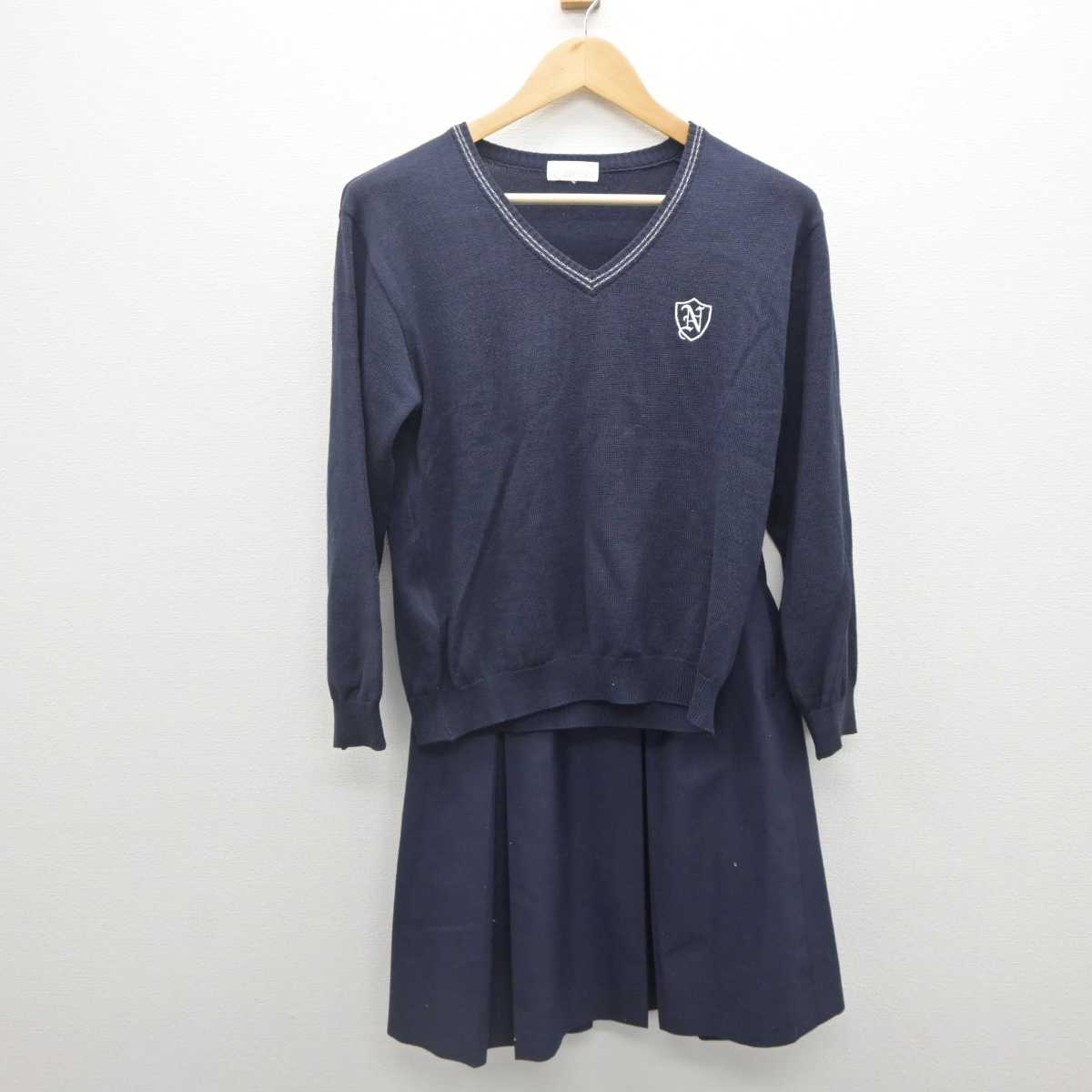 【中古】石川県 金沢二水高等学校 女子制服 2点 (ニット・スカート) sf062390