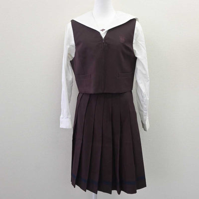 【中古】群馬県 共愛学園高等学校 女子制服 4点 (ブレザー・ベスト・セーラー服・スカート) sf062448