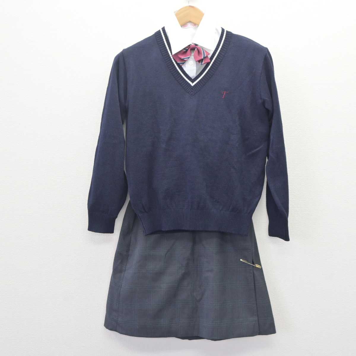 【中古】 さくら国際高等学校 女子制服 6点 (ブレザー・ニット・シャツ・スカート) sf062449