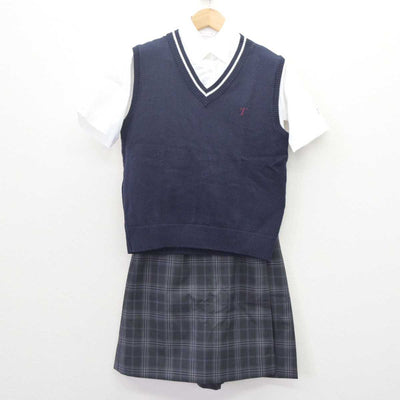 【中古】 さくら国際高等学校 女子制服 4点 (ニットベスト・シャツ・スカート) sf062450