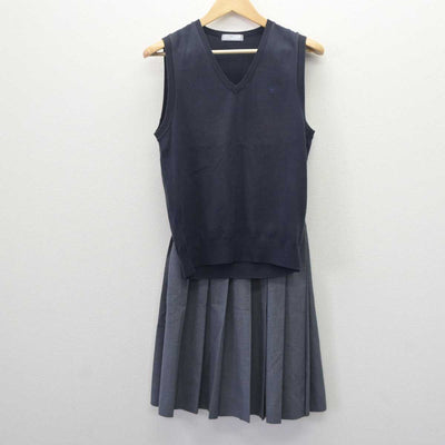 【中古】兵庫県 須磨学園高等学校 女子制服 2点 (ニットベスト・スカート) sf062463