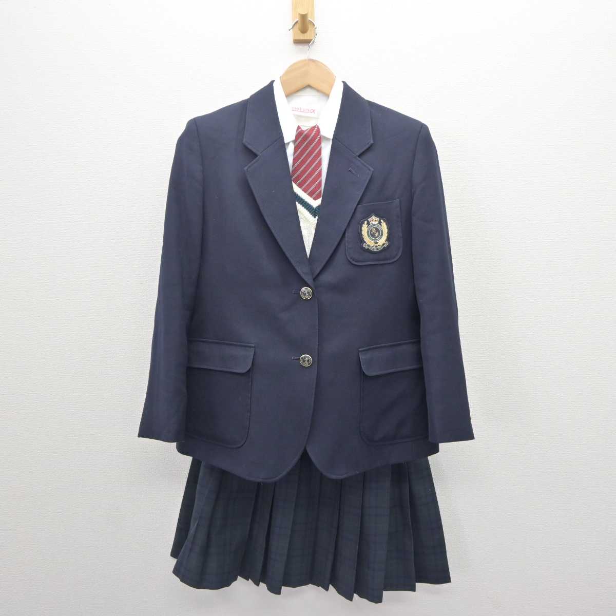 【中古】京都府 嵯峨野高等学校 女子制服 5点 (ブレザー・ニット・シャツ・スカート) sf062479