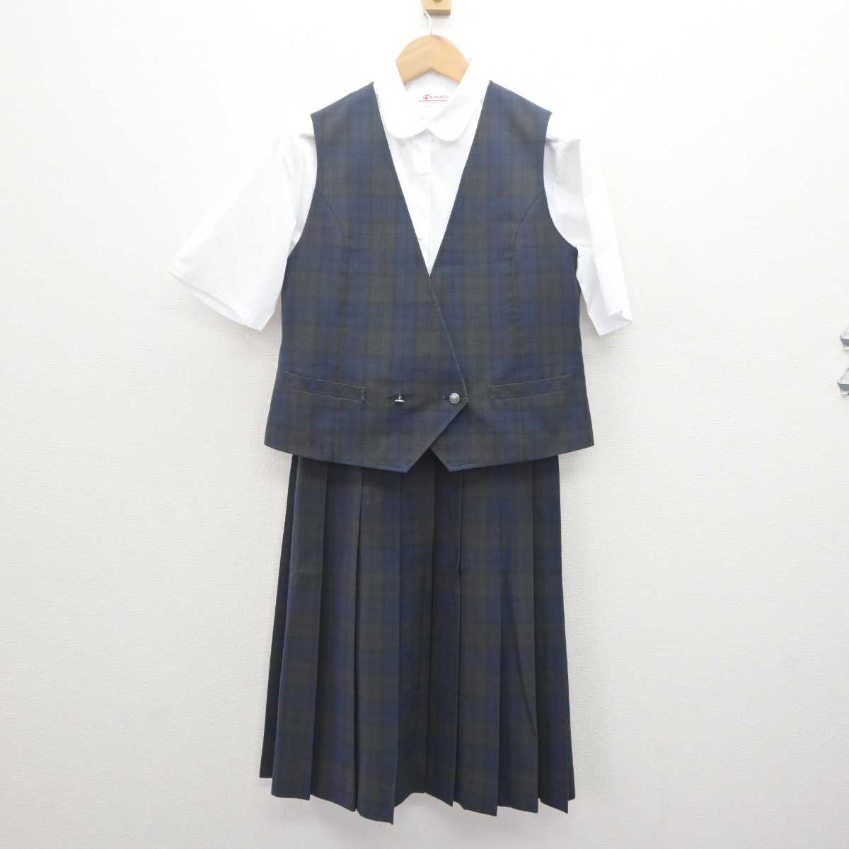 【中古】千葉県 四街道北中学校 女子制服 3点 (ベスト・シャツ・スカート) sf062538