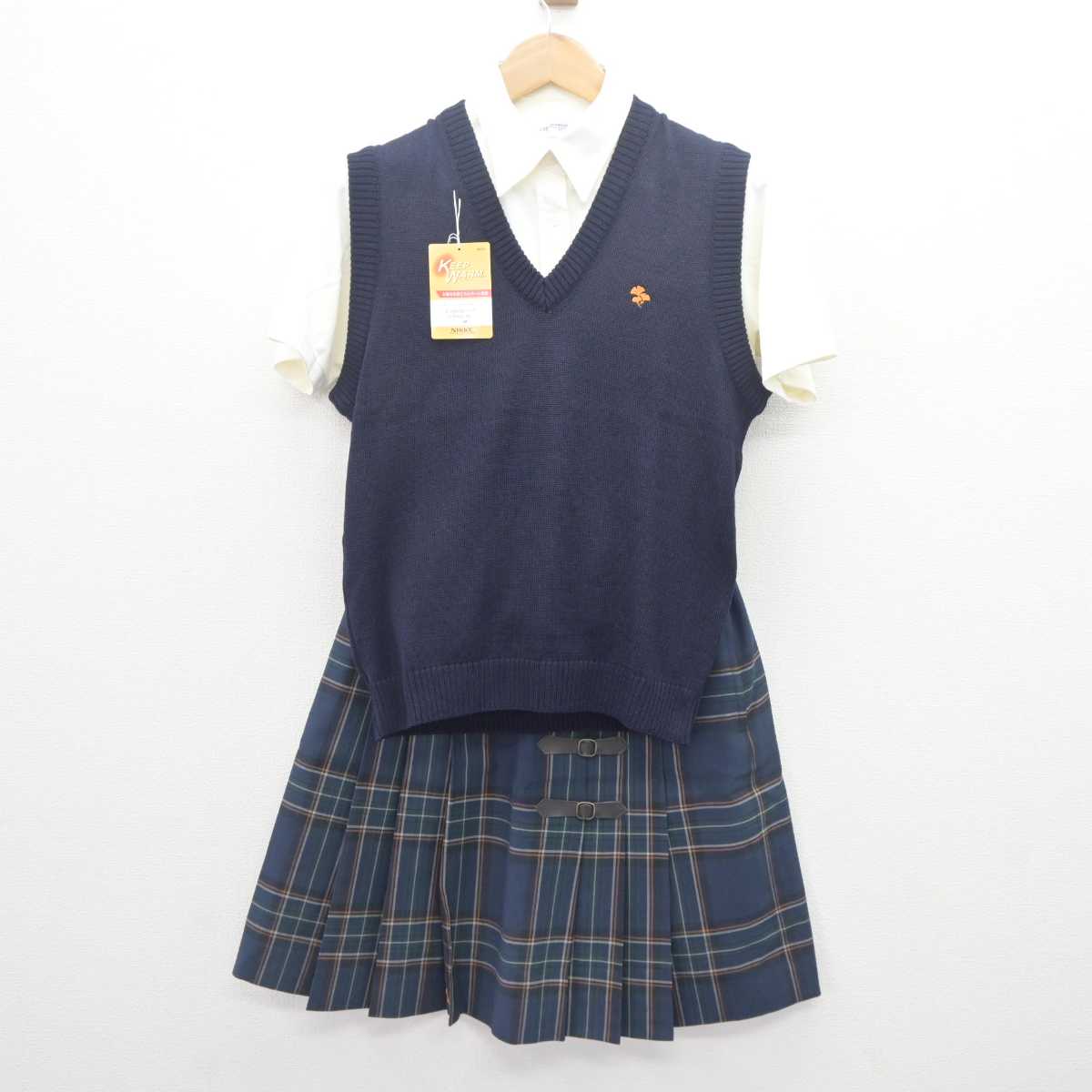 【中古】宮城県 仙台南高等学校 女子制服 3点 (ニットベスト・シャツ・スカート) sf062550