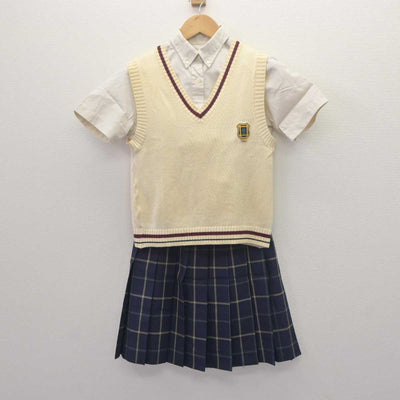 【中古】鹿児島県 鳳凰高等学校  女子制服 3点 (ニットベスト・シャツ・スカート) sf062573