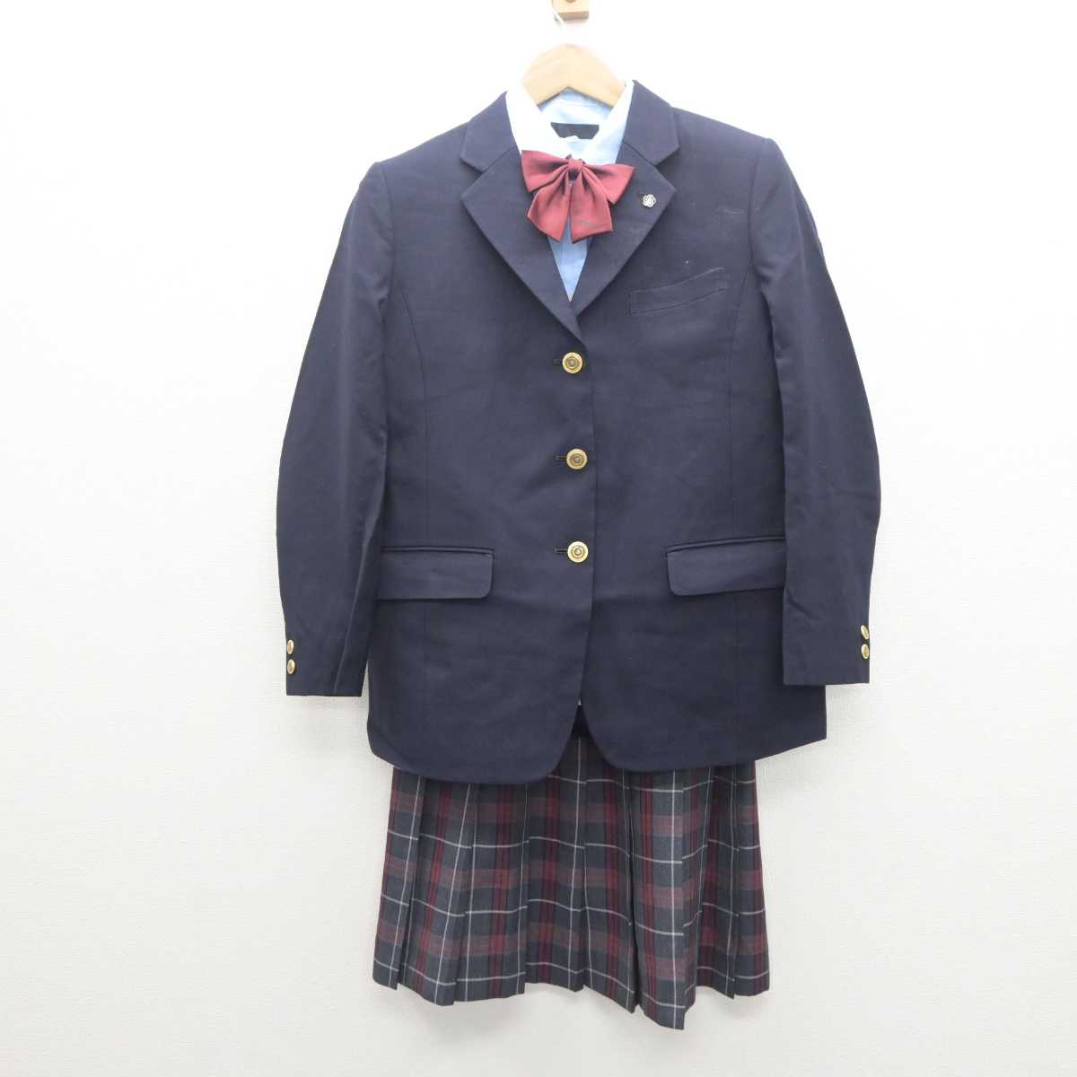 【中古】神奈川県 横浜商科大学高等学校 女子制服 5点 (ブレザー・ニット・シャツ・スカート) sf062656